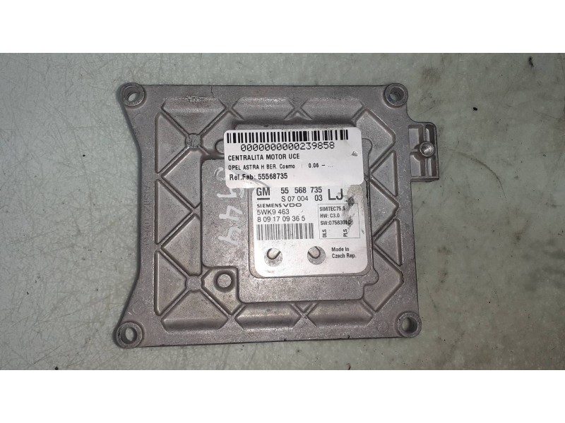 Recambio de centralita motor uce para opel astra h ber. cosmo referencia OEM IAM 55568735 5WK9463 SIEMENS VDO