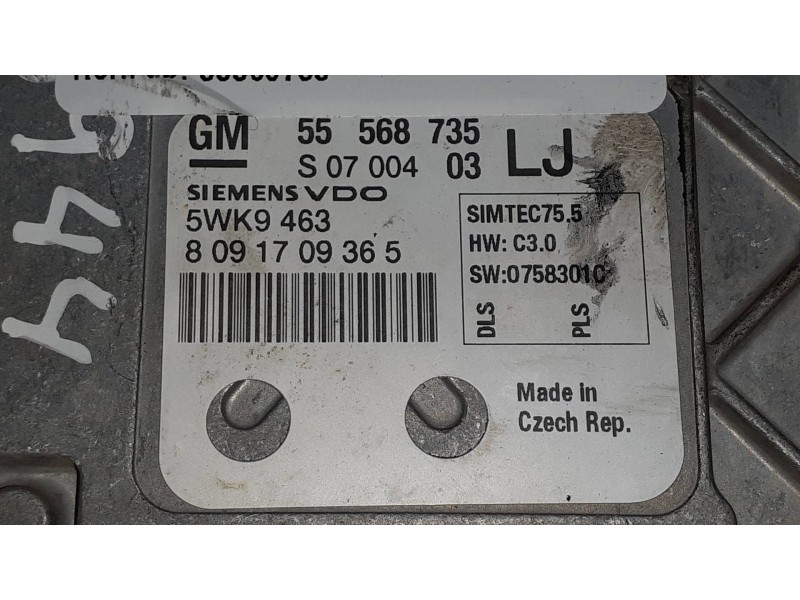 Recambio de centralita motor uce para opel astra h ber. cosmo referencia OEM IAM 55568735 5WK9463 SIEMENS VDO