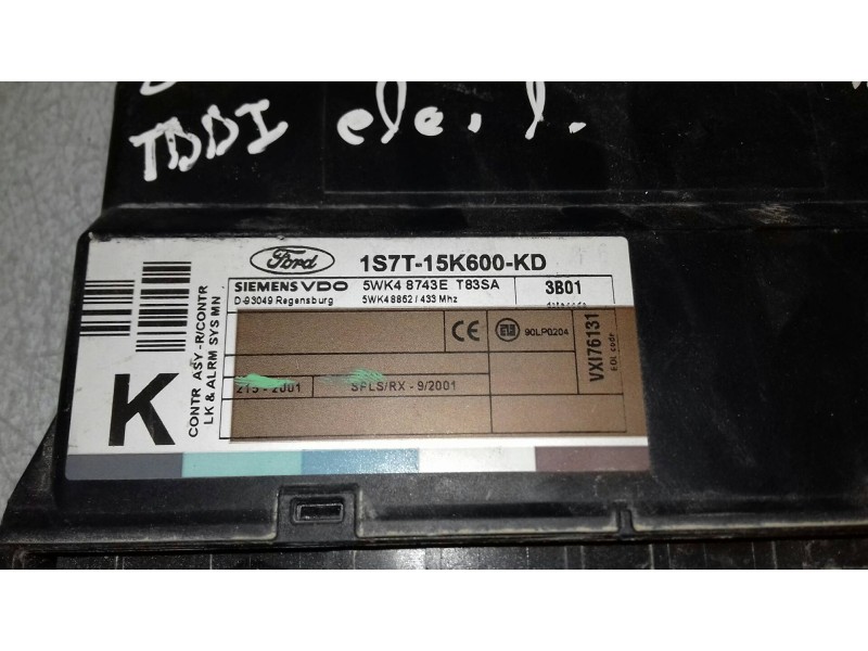 Recambio de centralita check control para ford mondeo berlina (ge) ambiente referencia OEM IAM 1S7T15K600KD 5WK48743E SIEMENS VD