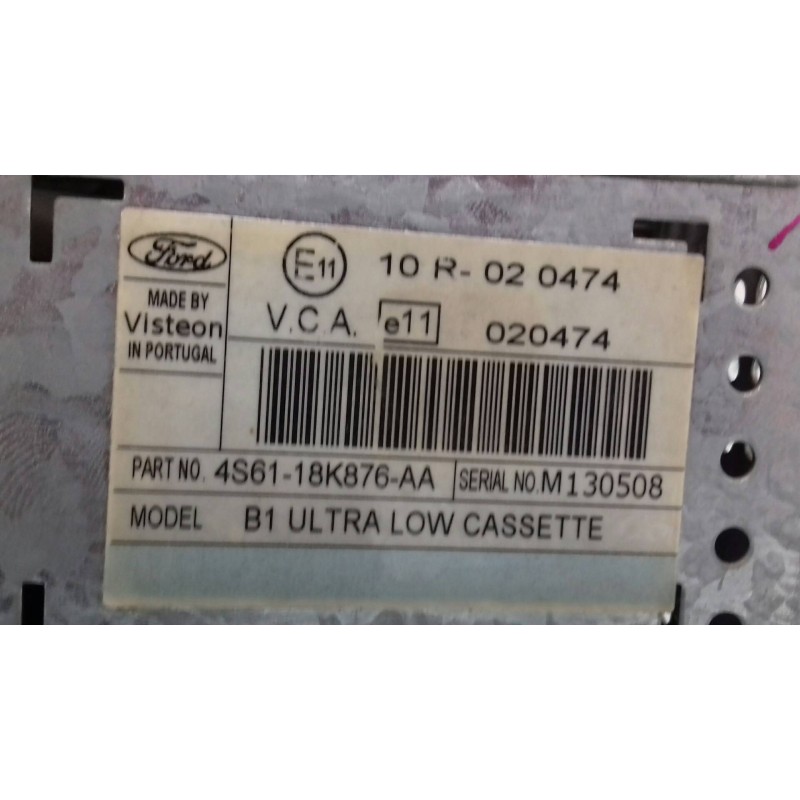 Recambio de sistema audio / radio cd para ford fiesta (cbk) ambiente referencia OEM IAM 10R020474  CODE RADIO 4744