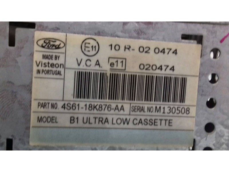 Recambio de sistema audio / radio cd para ford fiesta (cbk) ambiente referencia OEM IAM 10R020474  CODE RADIO 4744