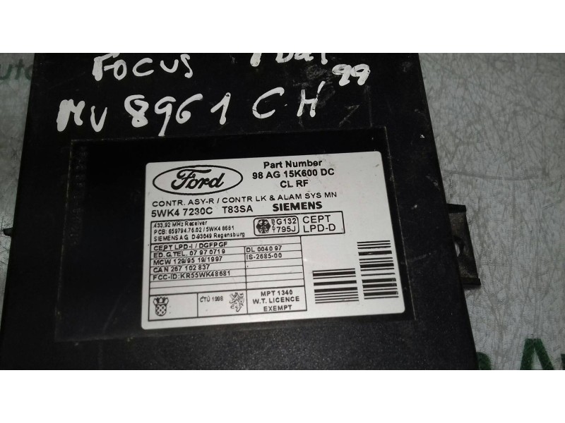 Recambio de modulo confort para ford focus berlina (cak) ambiente referencia OEM IAM 98AG15K600DC 5WK47230C SIEMENS