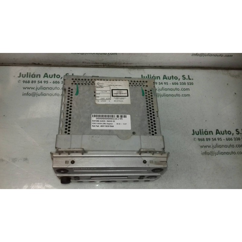 Recambio de sistema audio / radio cd para ford fusion (cbk) elegance referencia OEM IAM 4S6118C815AA  CODE RADIO 7869 Recambio de sistema audio / radio cd para ford fusion (cbk) elegance referencia OEM IAM 4S6118C815AA  CODE RADIO 7869