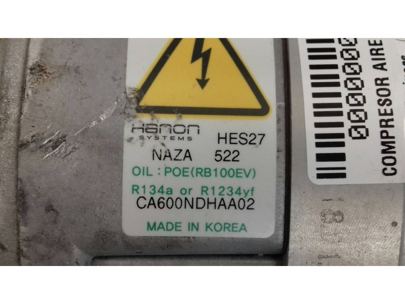 Recambio de compresor aire acondicionado para kia niro business referencia OEM IAM CA600NDHAA02 HES27 HANON