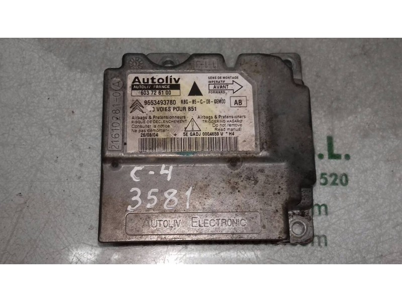 Recambio de centralita airbag para citroen c4 berlina vtr plus referencia OEM IAM 9653493780 603726100 AUTOLIV