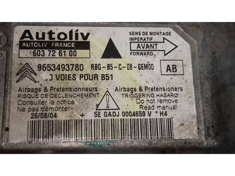 Recambio de centralita airbag para citroen c4 berlina vtr plus referencia OEM IAM 9653493780 603726100 AUTOLIV
