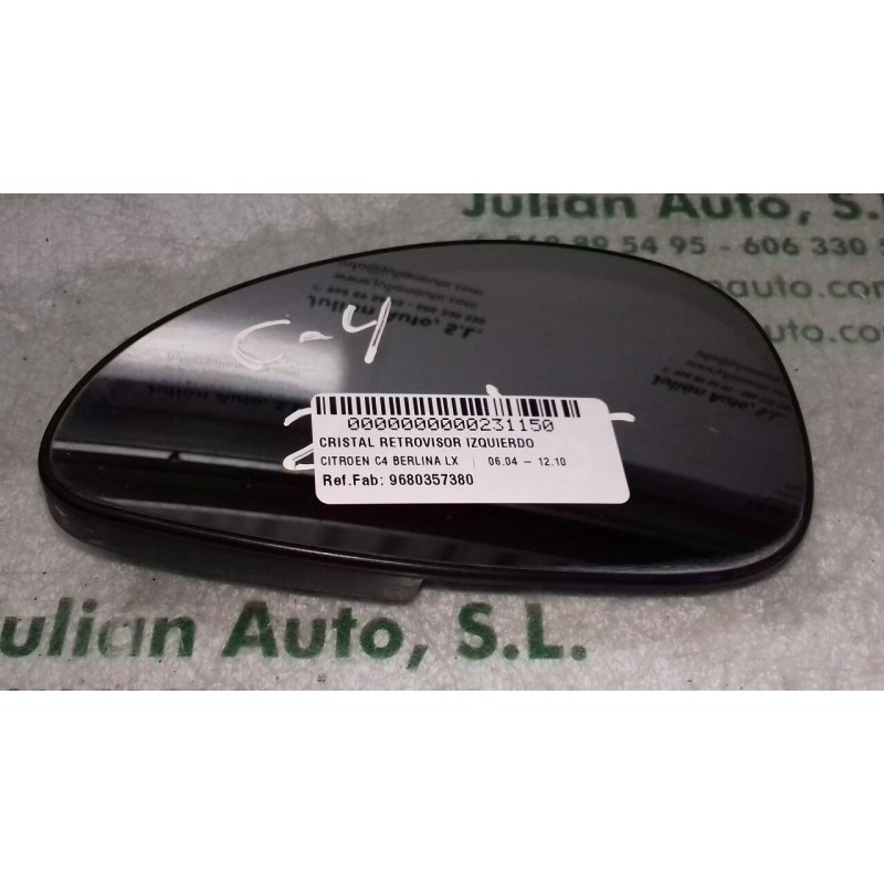 Recambio de cristal retrovisor izquierdo para citroen c4 berlina lx referencia OEM IAM 9680357380 9649850680 9680357580