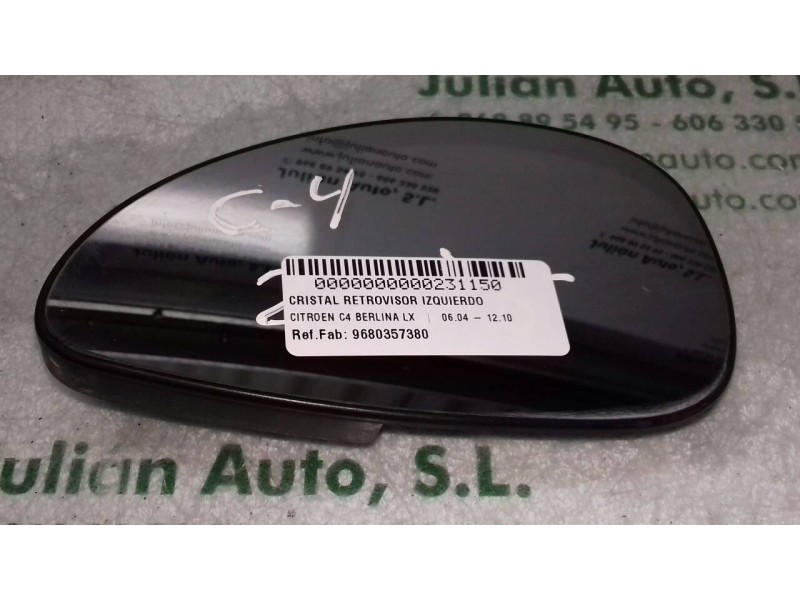 Recambio de cristal retrovisor izquierdo para citroen c4 berlina lx referencia OEM IAM 9680357380 9649850680 9680357580