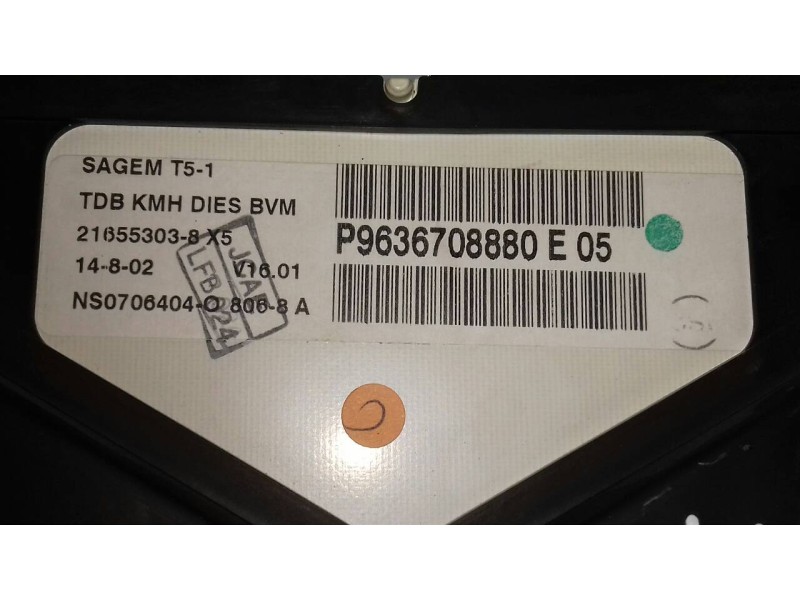 Recambio de cuadro instrumentos para peugeot 307 (s1) xs referencia OEM IAM P9636708880E 216518703 SAGEM