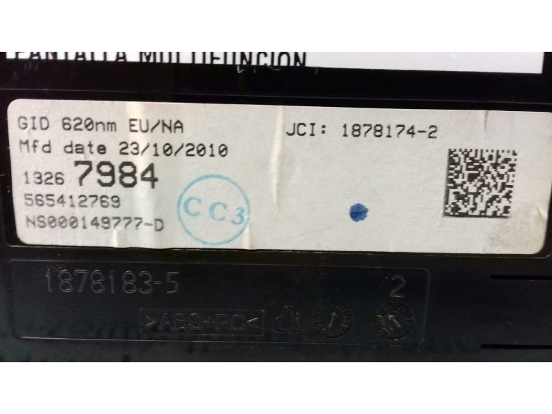 Recambio de pantalla multifuncion para opel astra j lim. enjoy referencia OEM IAM 13267984 565412769 NS000149777D