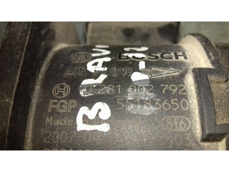 Recambio de caudalimetro para fiat bravo (198) 1.9 active multijet referencia OEM IAM 0281002792 55183650 BOSCH
