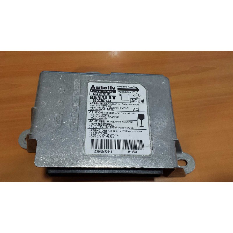 Recambio de centralita airbag para renault megane ii classic berlina confort authentique referencia OEM IAM 604289600 8200367444