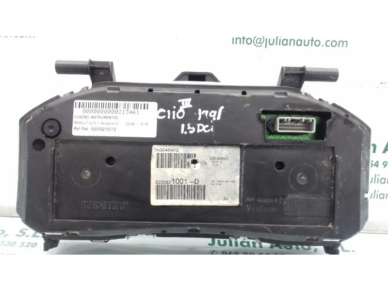 Recambio de cuadro instrumentos para renault clio iii exception 2 referencia OEM IAM 8200821001D 2RPF10A855A VISTEON