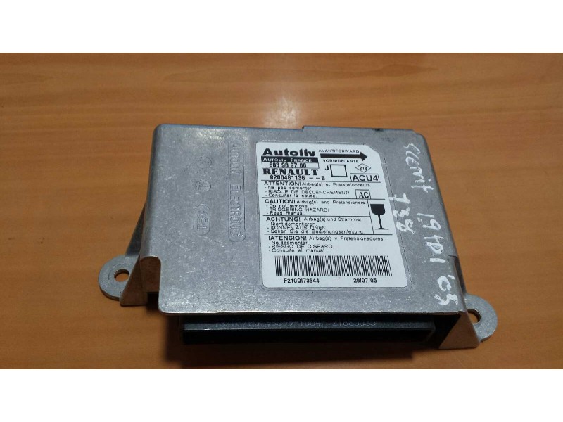 Recambio de centralita airbag para renault scenic ii confort authentique referencia OEM IAM 603989700 8200481136 