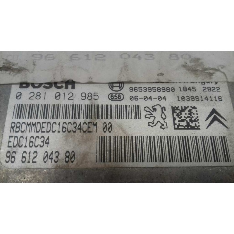 Recambio de centralita motor uce para citroen c4 berlina collection referencia OEM IAM 9661204380 0281012985 KIT - BOSCH