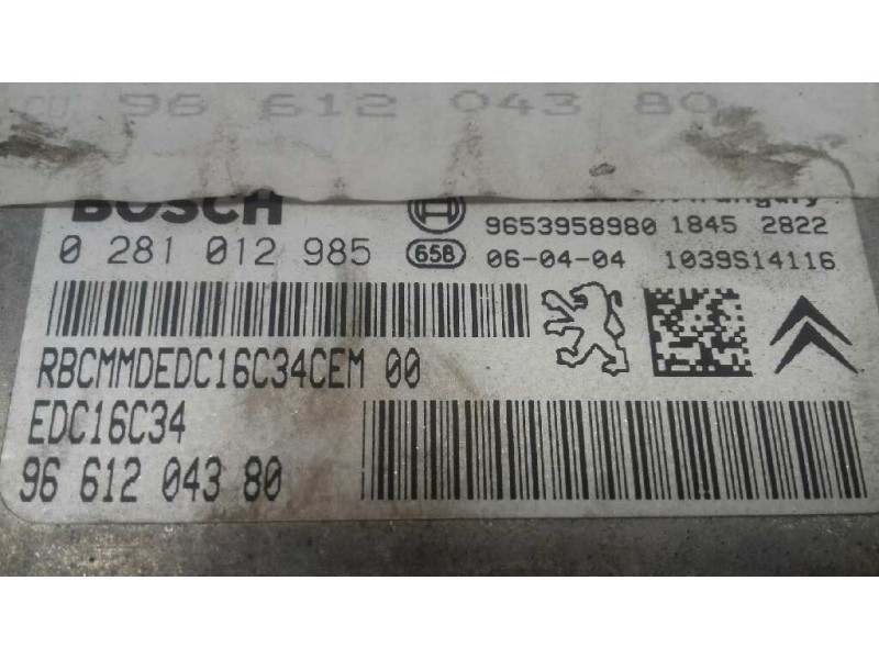 Recambio de centralita motor uce para citroen c4 berlina collection referencia OEM IAM 9661204380 0281012985 KIT - BOSCH