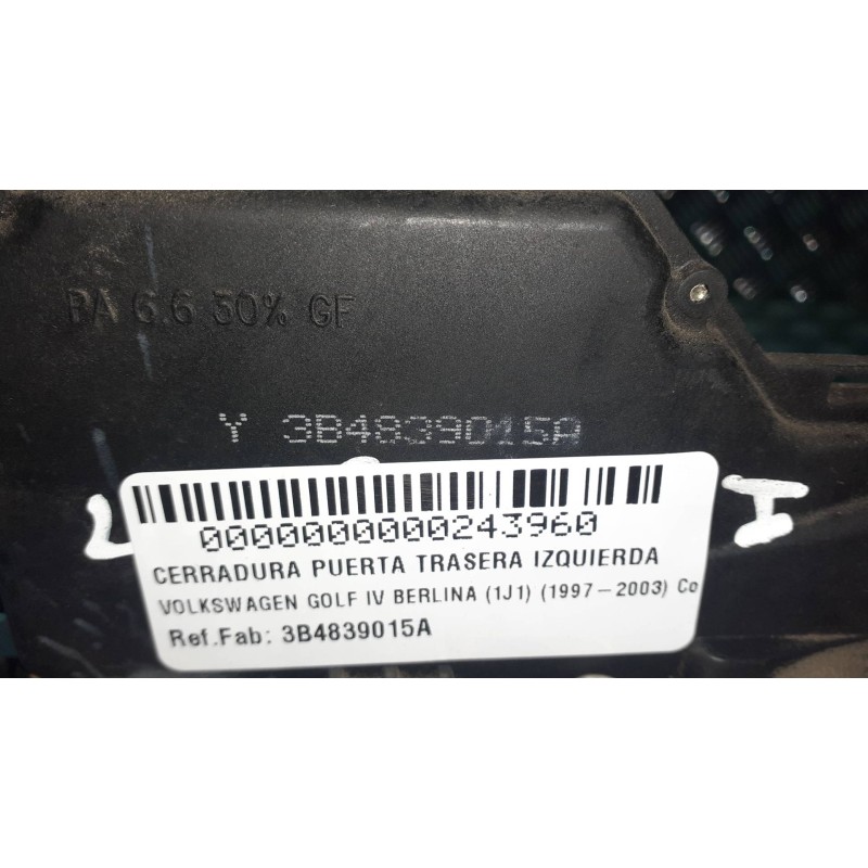 Recambio de cerradura puerta trasera izquierda para volkswagen golf iv berlina (1j1) conceptline 4motion referencia OEM IAM 3B48