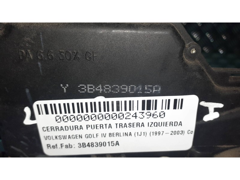 Recambio de cerradura puerta trasera izquierda para volkswagen golf iv berlina (1j1) conceptline 4motion referencia OEM IAM 3B48