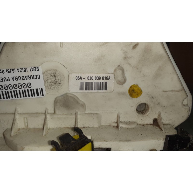 Recambio de cerradura puerta trasera derecha para seat ibiza (6j5) sport referencia OEM IAM 6J0839016A 3+3 NEGRO