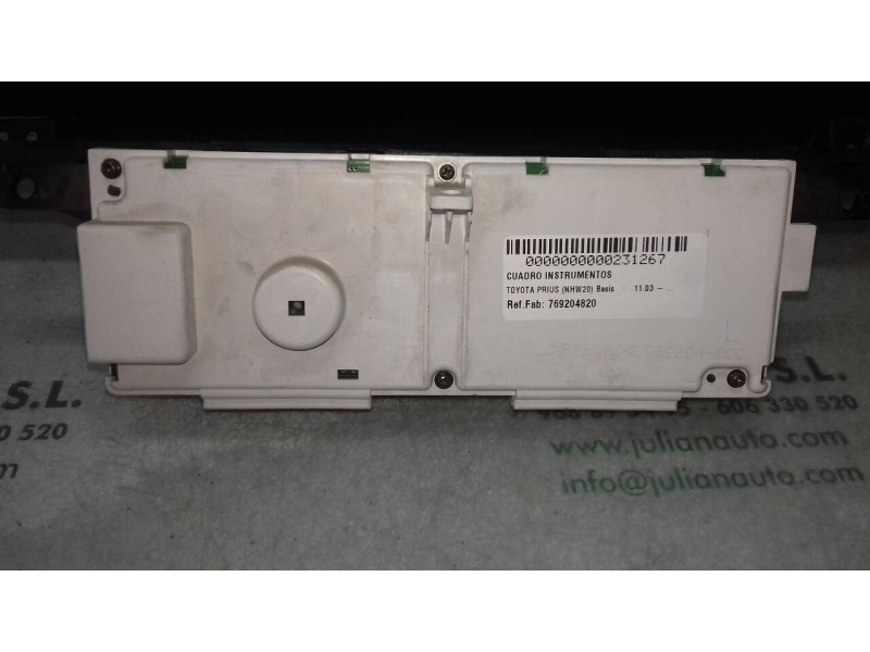 Recambio de cuadro instrumentos para toyota prius (nhw20) basis referencia OEM IAM 769204820 769204800 