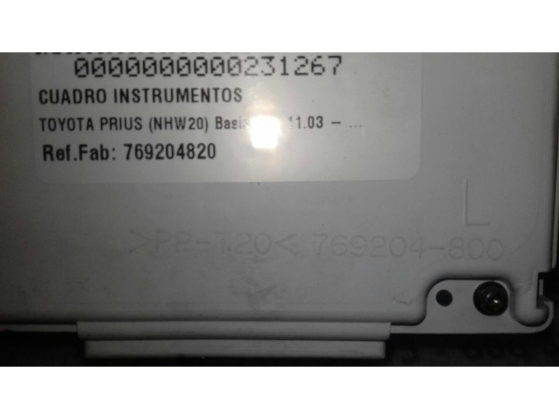 Recambio de cuadro instrumentos para toyota prius (nhw20) basis referencia OEM IAM 769204820 769204800 