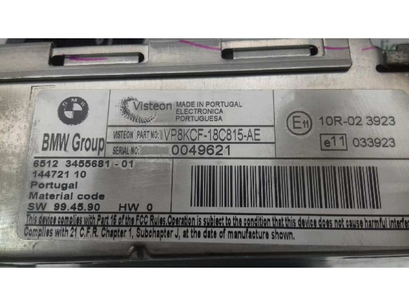 Recambio de sistema audio / radio cd para bmw mini (r56) one referencia OEM IAM RG26338450 3455681 