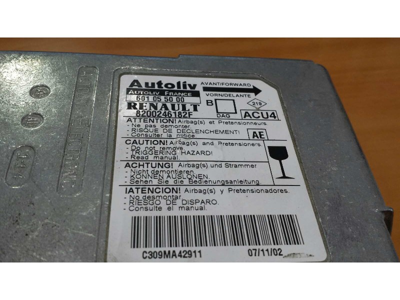 Recambio de centralita airbag para renault megane ii berlina 5p authentique referencia OEM IAM 601055000 8200246182F AUTOLIV