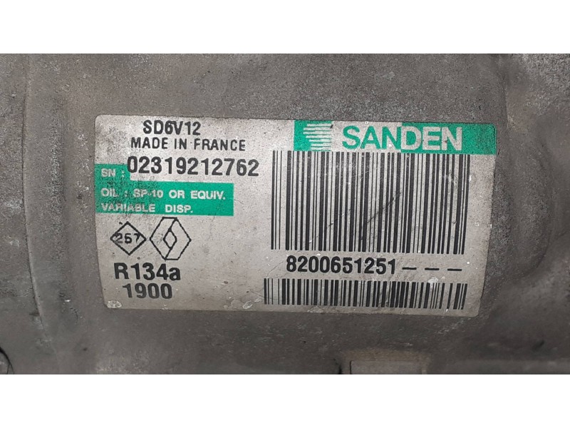 Recambio de compresor aire acondicionado para renault kangoo dynamique referencia OEM IAM 8200651251 SD6VDAF SANDEN