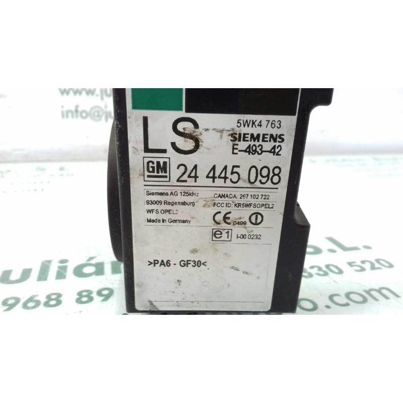 Recambio de centralita inmovilizador para opel corsa c enjoy referencia OEM IAM 24445098 5WK4763 SIEMENS