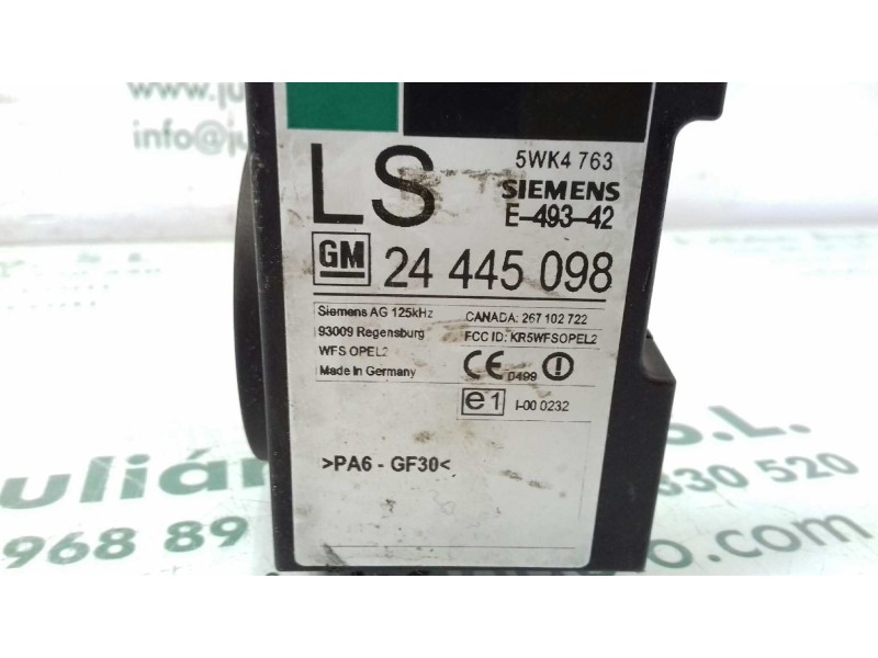 Recambio de centralita inmovilizador para opel corsa c enjoy referencia OEM IAM 24445098 5WK4763 SIEMENS