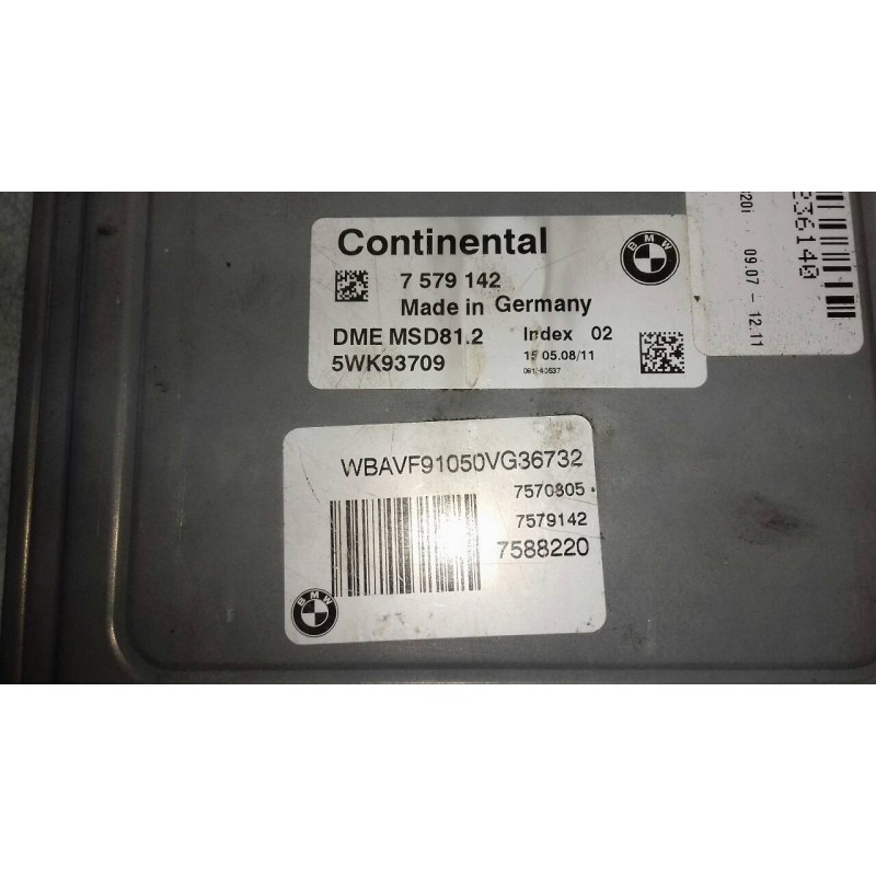Recambio de centralita motor uce para bmw serie 3 berlina (e90) 320i referencia OEM IAM 7579142 5WK93709 CONTINENTAL