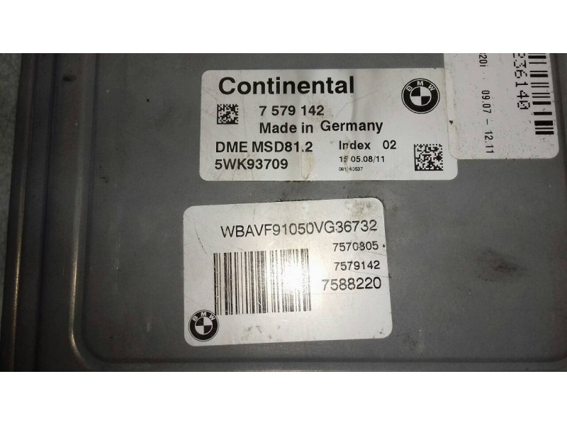 Recambio de centralita motor uce para bmw serie 3 berlina (e90) 320i referencia OEM IAM 7579142 5WK93709 CONTINENTAL