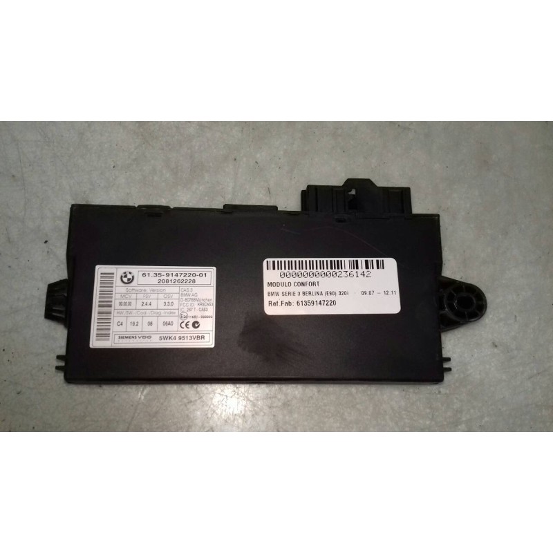 Recambio de modulo confort para bmw serie 3 berlina (e90) 320i referencia OEM IAM 61359147220 5WK49513VBR SIEMENS