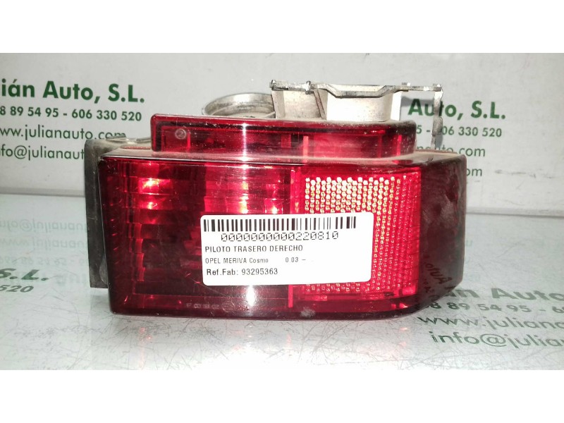 Recambio de faro antiniebla trasero derecho para opel meriva cosmo referencia OEM IAM 93295363 89398102 ANTINIEBLA