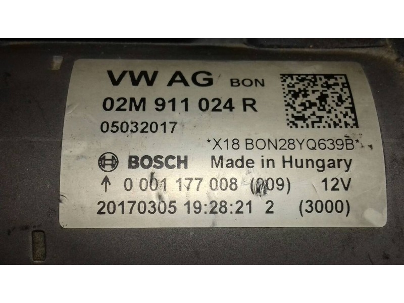 Recambio de motor arranque para seat ibiza (6p1) style referencia OEM IAM 02M911024R 0001177008 BOSCH
