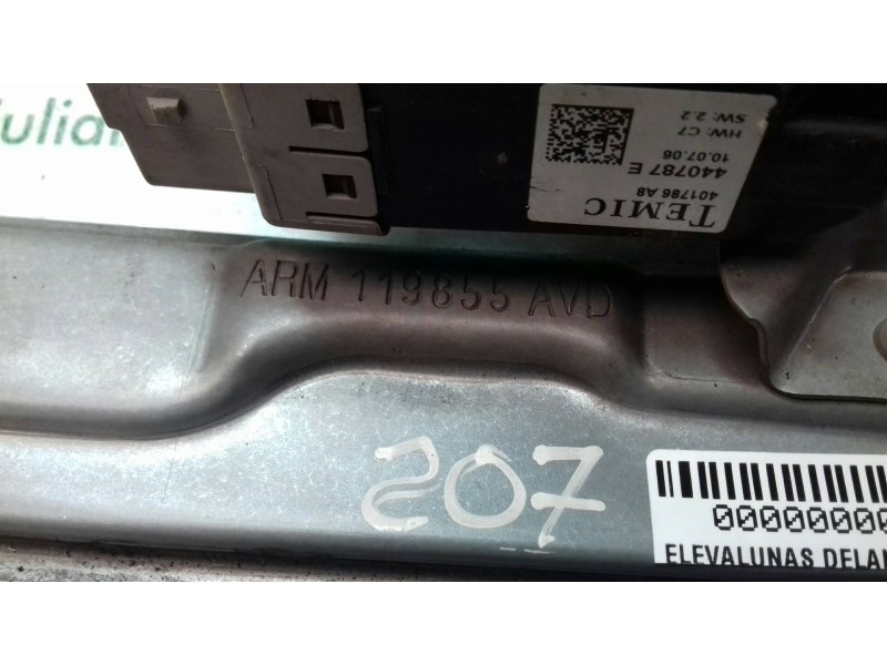 Recambio de elevalunas delantero derecho para peugeot 207 confort referencia OEM IAM 119855AVD  ELECTRICO