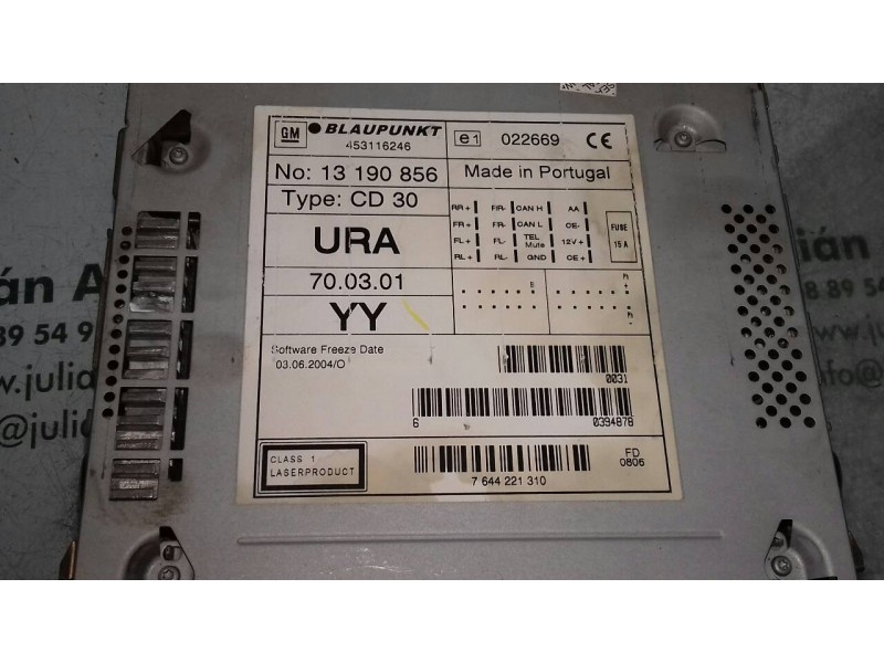 Recambio de sistema audio / radio cd para opel astra h ber. cosmo referencia OEM IAM 13190856 7644221310 13190856YY