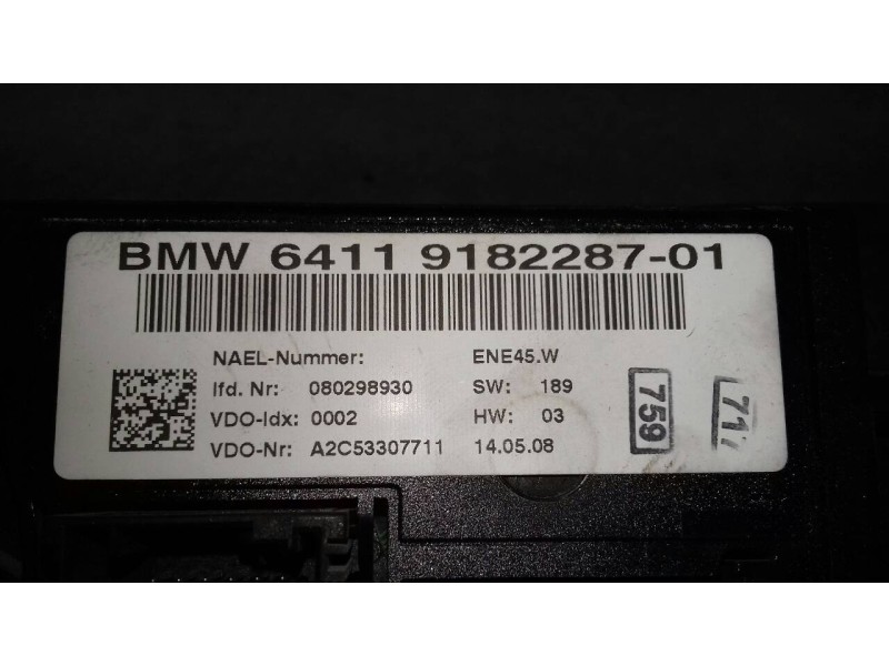 Recambio de mando climatizador para bmw serie 3 berlina (e90) 320i referencia OEM IAM 6411918228701 080298930 A2C53307711