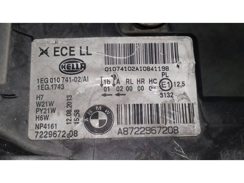 Recambio de faro derecho para bmw serie 1 lim. (f20) referencia OEM IAM 722967208 A8722967208 