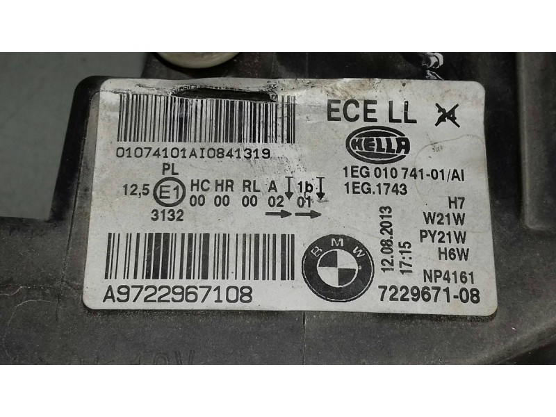 Recambio de faro izquierdo para bmw serie 1 lim. (f20) referencia OEM IAM 722967108 A9722967108 