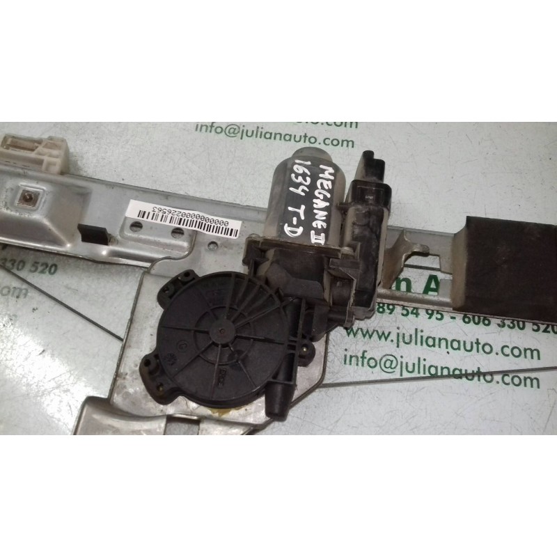 Recambio de elevalunas trasero derecho para renault megane ii berlina 5p dynamique referencia OEM IAM 19001178 6 PINES ELECTRICO