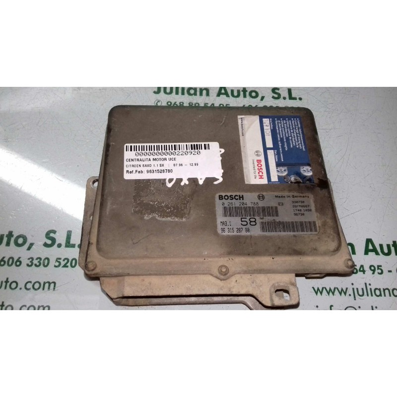 Recambio de centralita motor uce para citroen saxo 1.1 sx referencia OEM IAM 9631528780 0261204788 BOSCH