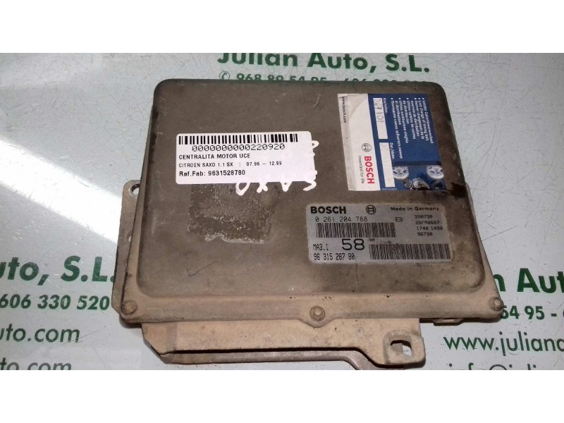 Recambio de centralita motor uce para citroen saxo 1.1 sx referencia OEM IAM 9631528780 0261204788 BOSCH