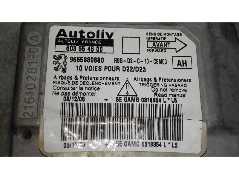 Recambio de centralita airbag para peugeot 407 st sport pack referencia OEM IAM 9655880880 603554600 AUTOLIV