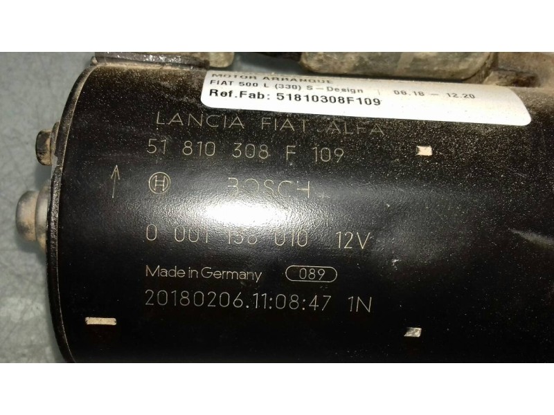Recambio de motor arranque para fiat 500 l (330) s-design referencia OEM IAM 51810308F109 0001138010 BOSCH