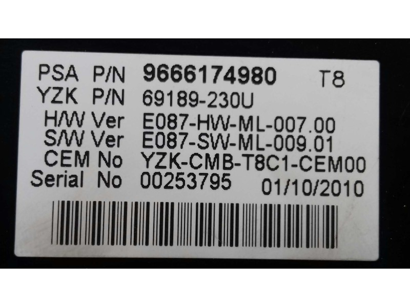 Recambio de cuadro instrumentos para peugeot 3008 active referencia OEM IAM 9666174980 69189230U 