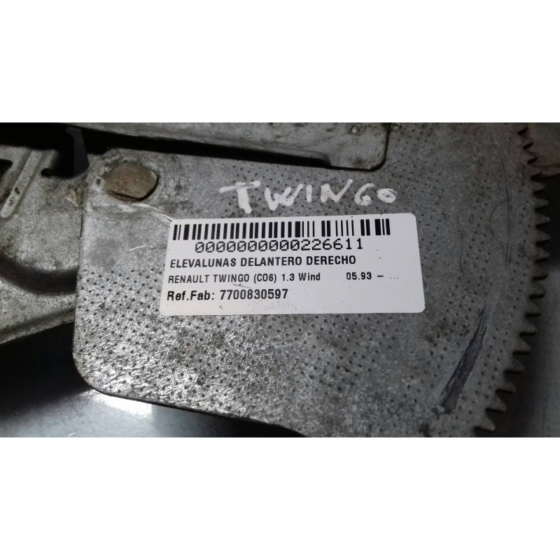 Recambio de elevalunas delantero derecho para renault twingo (co6) 1.3 wind referencia OEM IAM 7700830597 2 PINES ELECTRICO