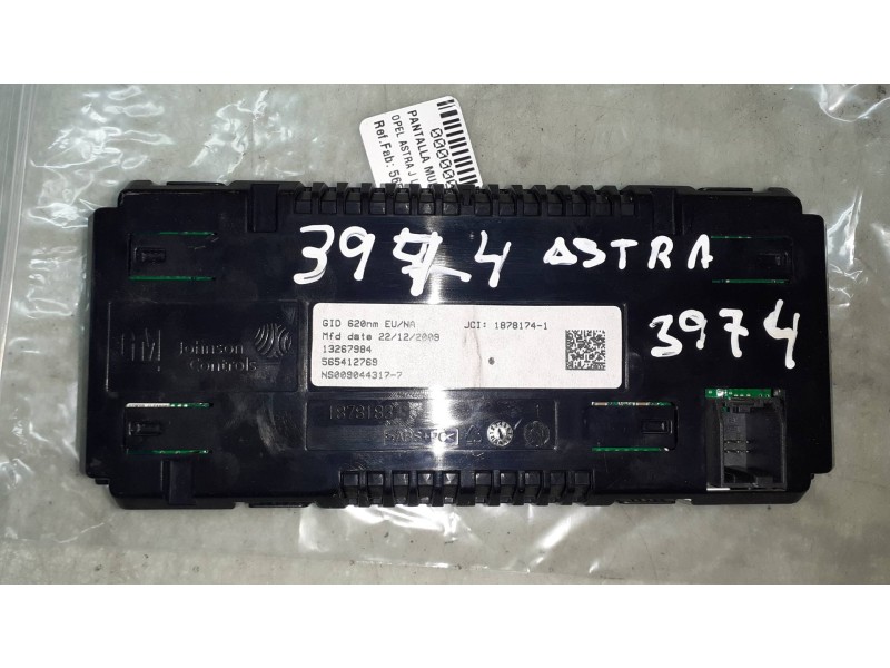 Recambio de pantalla multifuncion para opel astra j lim. cosmo referencia OEM IAM 565412769  