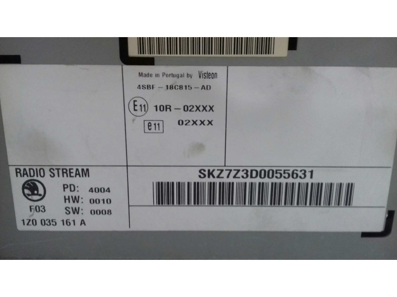Recambio de sistema audio / radio cd para skoda octavia berlina (1z3) edition 100 referencia OEM IAM 1Z0035161A  STREAM