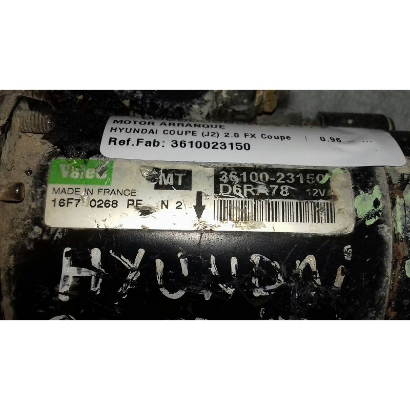 Recambio de motor arranque para hyundai coupe (j2) 2.0 fx coupe referencia OEM IAM 3610023150 D6RA78 VALEO